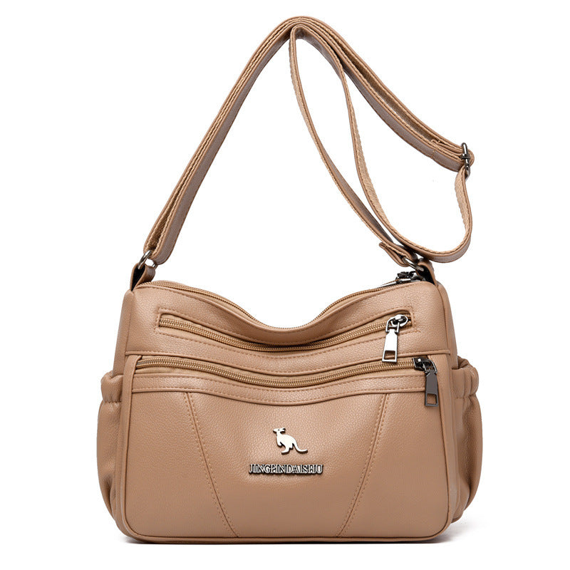 Women's Soft Leather Simple Summer Mother Large Crossbody Bags