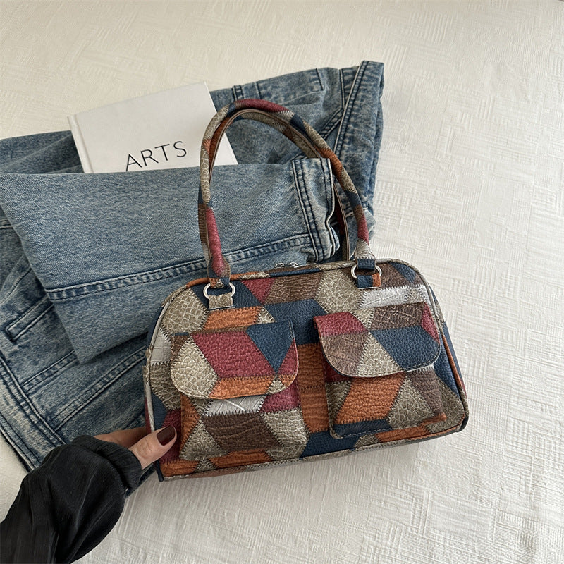 Women's Niche Underarm Fashion Stitching Versatile Large Armpit Bags