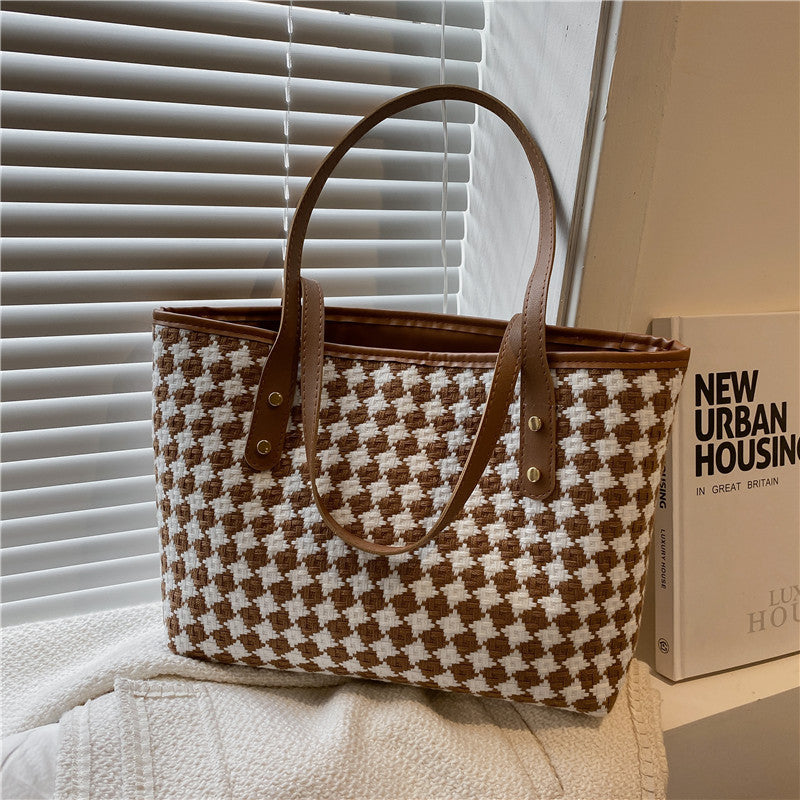 Simple Commute Big Fashion Check Pattern Shoulder Bags