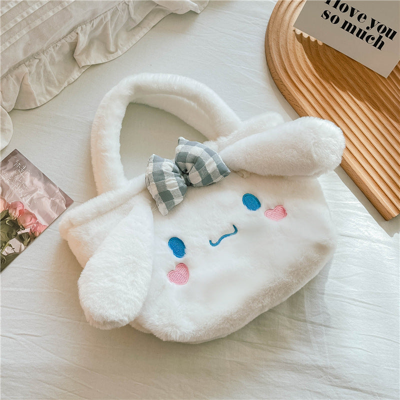 Women's Capacity Portable Plush Preppy Style Heart Shoulder Bags