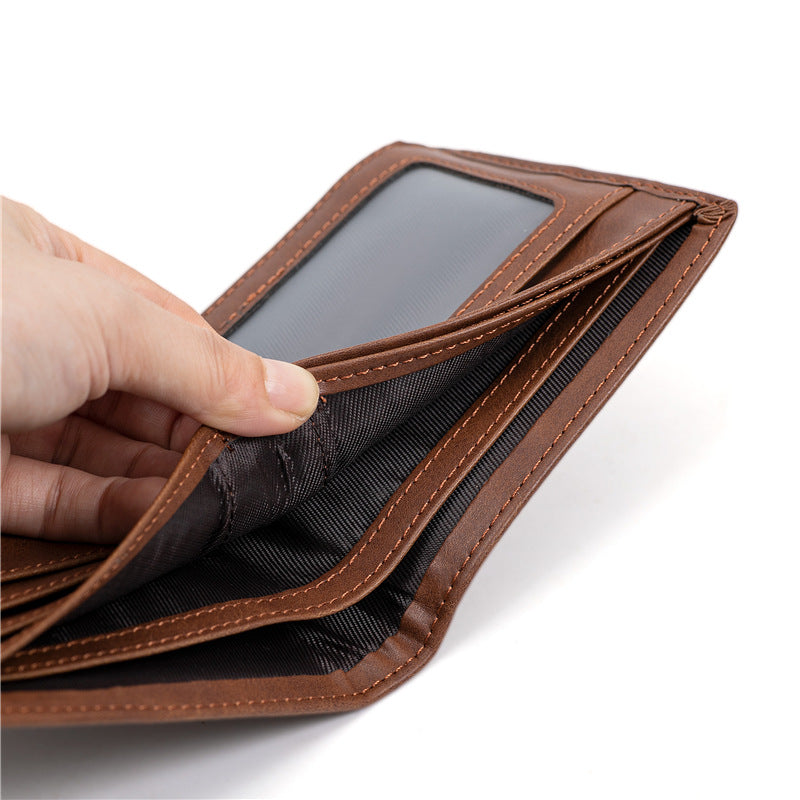 Men's Right Flip Loose-leaf Brown Fashion Multiple Men's Wallets