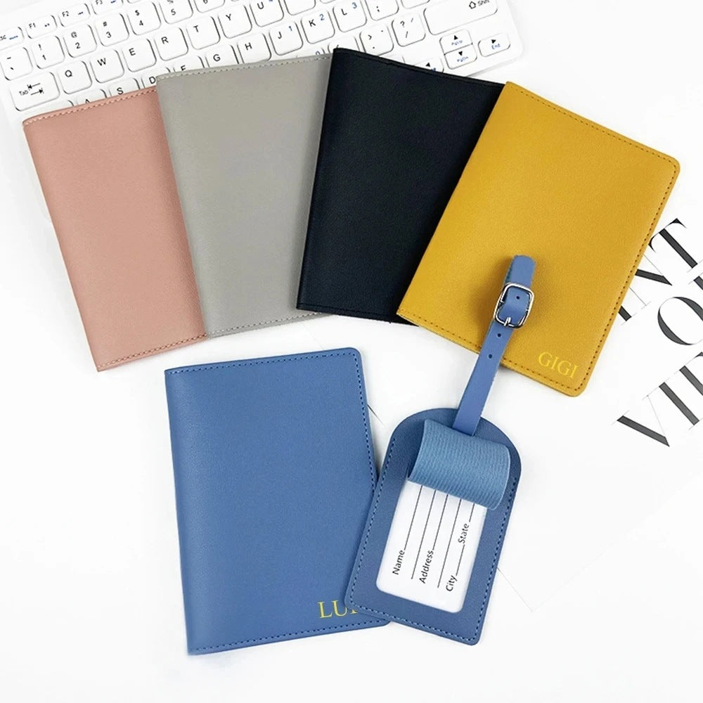 Leather Boarding Passport Baggage Tag Set Id Package