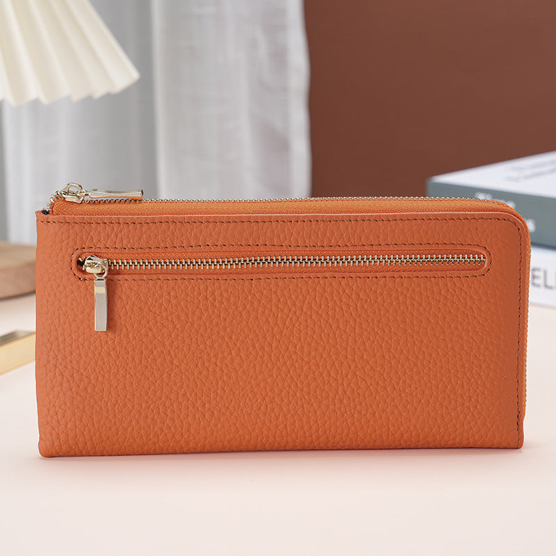 Women's Genuine Leather Long Swiping Cowhide Multiple Purses