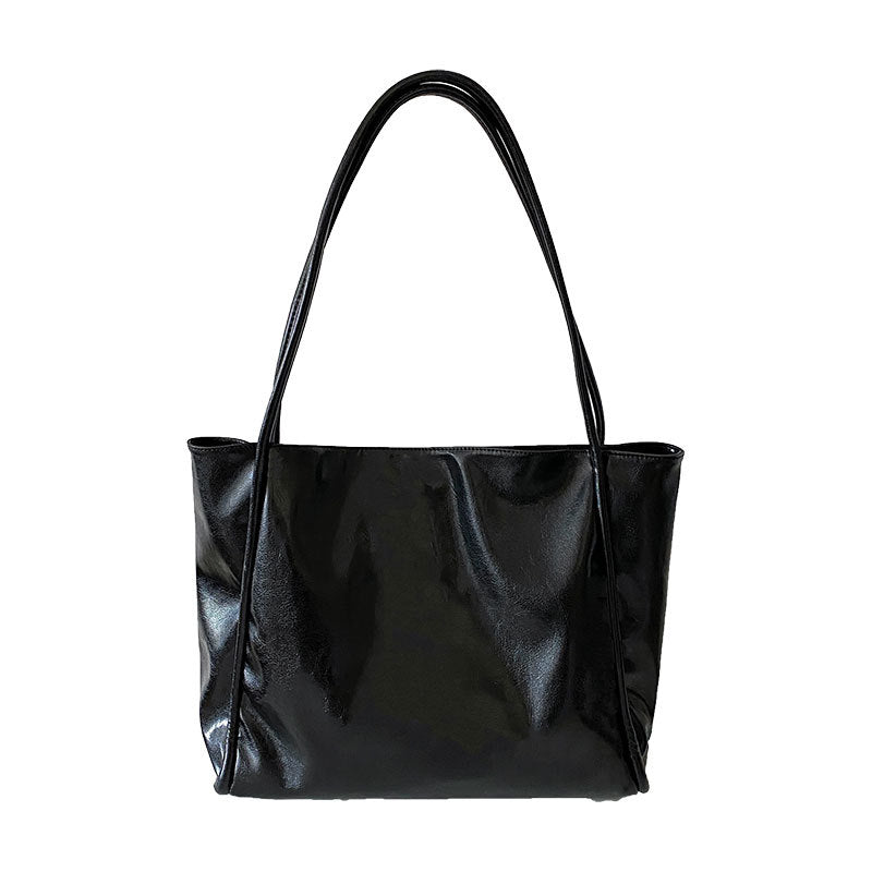 Women's Portable Glossy Large Capacity Class College Shoulder Bags