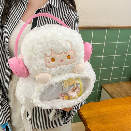 Cute Earphone Penguin Cartoon Furry Sweet Backpacks