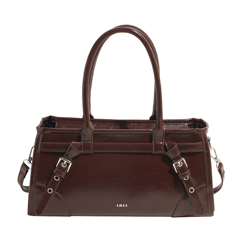 Women's Oil Wax Leather Underarm Light Luxury Shoulder Bags