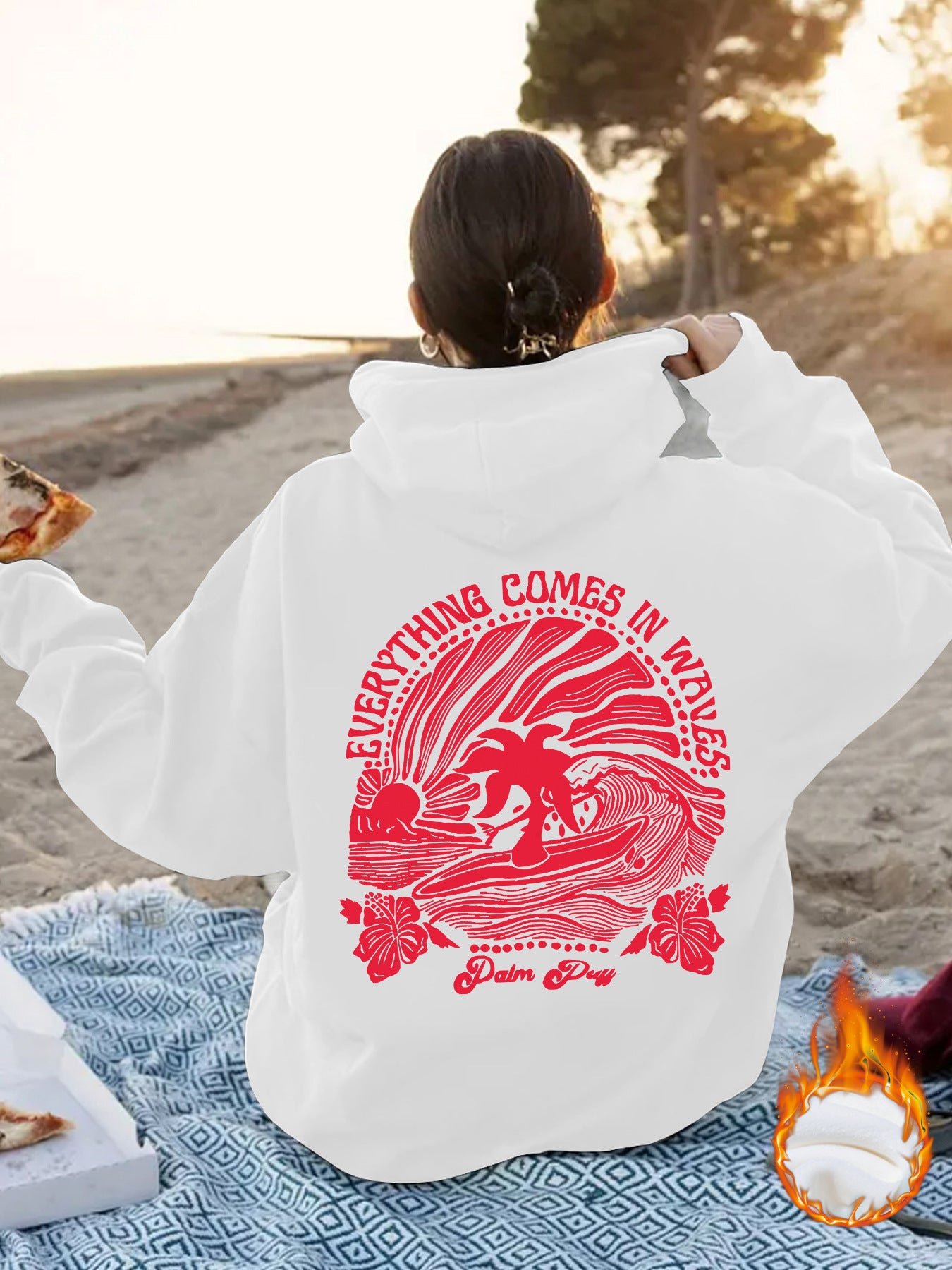 Women's Sun Pattern Printed Hoodie Long Sleeve Women's Sweater, Sweater
