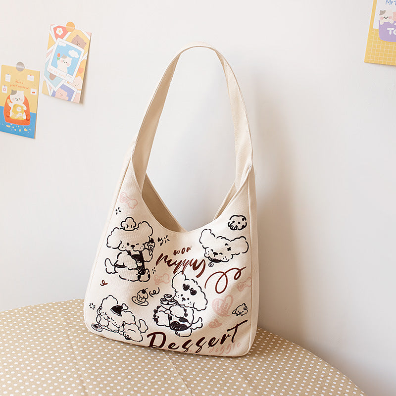 Women's Large Capacity Cute Cartoon Cloth Lightweight Shoulder Bags