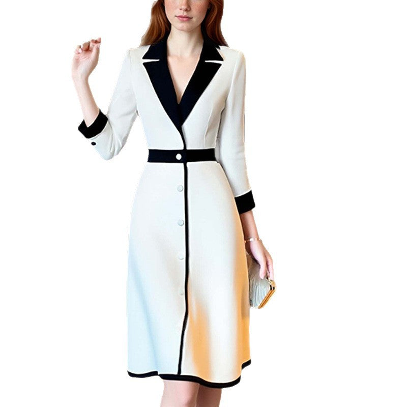 Contrast Colors Elegant Dress Temperament Commute Dresses
