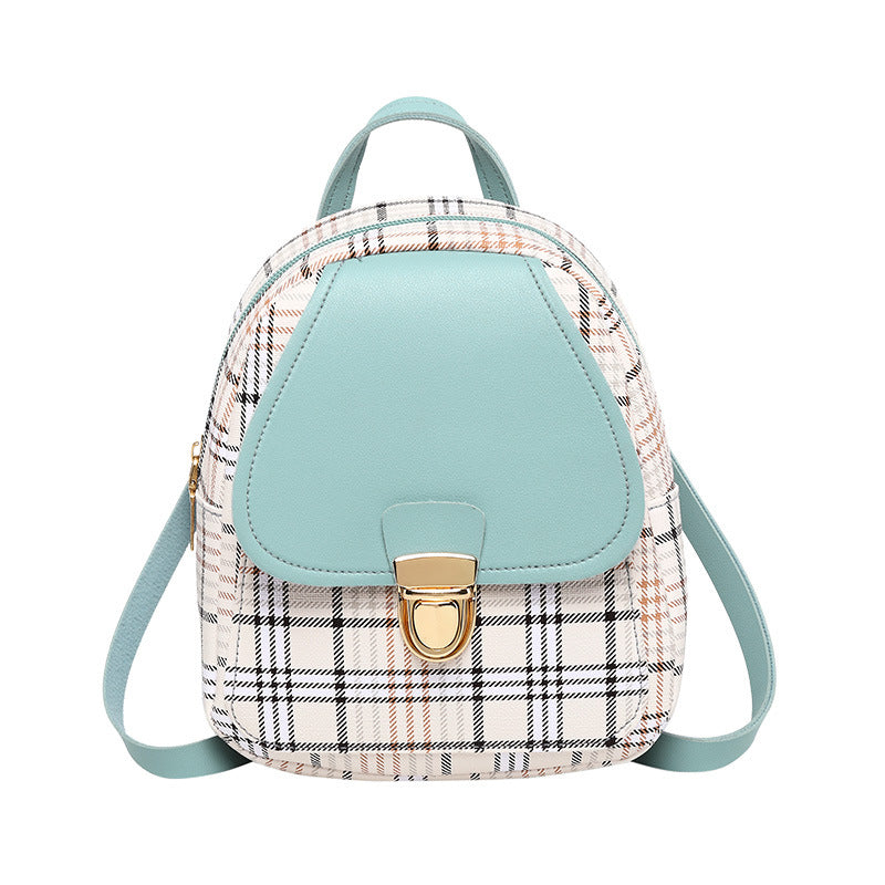 Women's Double Plaid Color Matching Tube About Backpacks