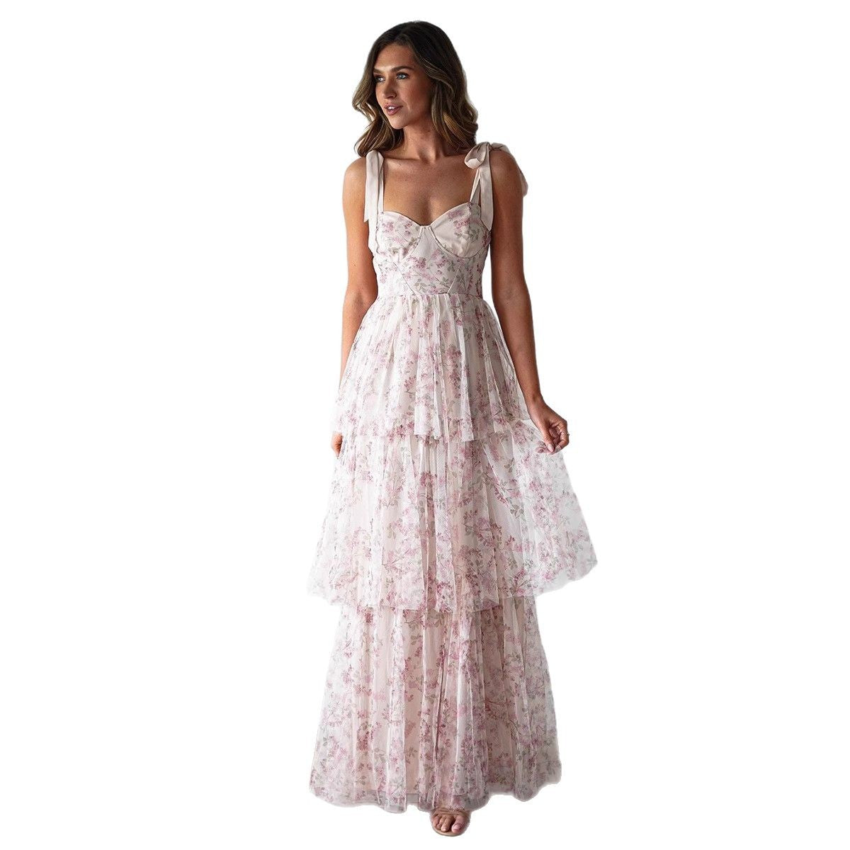 Fashion Sexy Sling Backless Cake Pink Dresses
