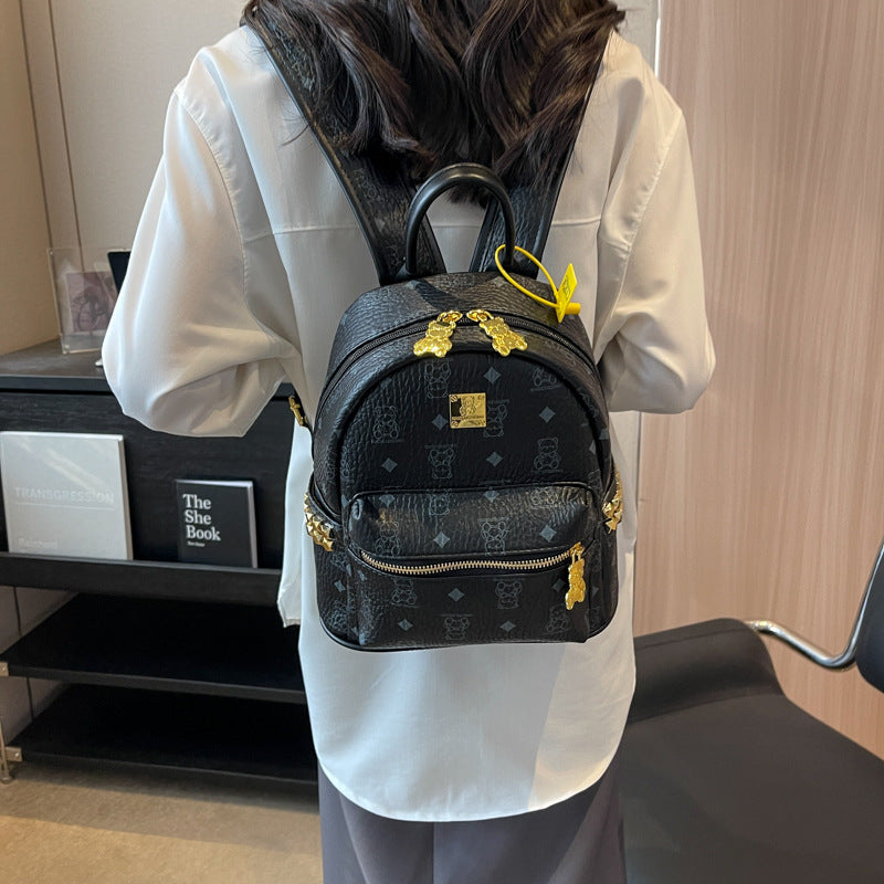 Women's Cute Bear Printed Fashionable Commuter Large Backpacks
