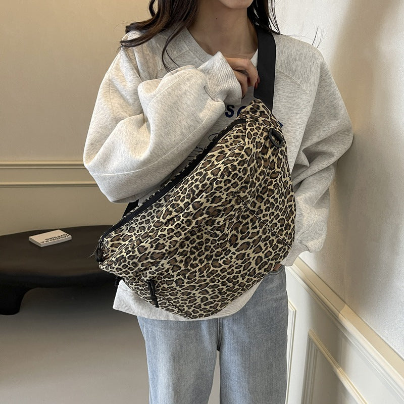 Women's Niche Leopard Print Underarm Dumpling Crossbody Bags