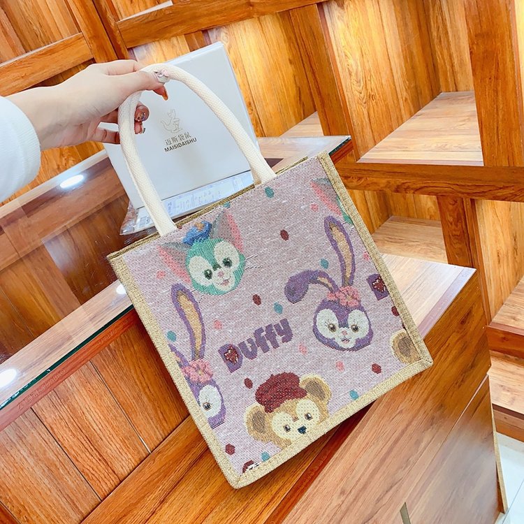 Portable Linen Cartoon Creative Knitting Korean Shoulder Bags