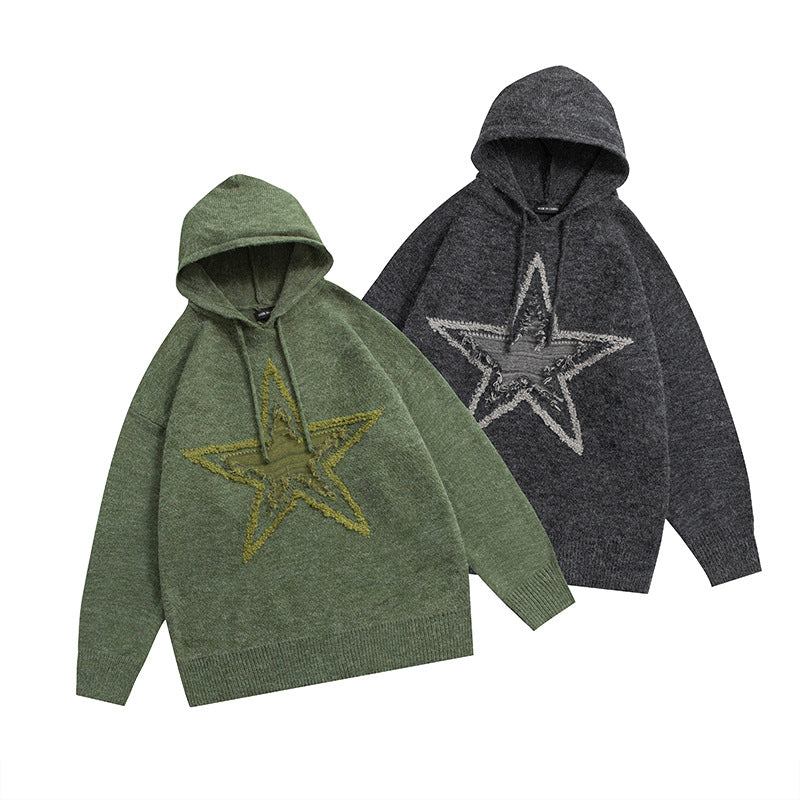 Women's & Men's & Hoodie Knitted Five-pointed Star Jacquard Sweaters