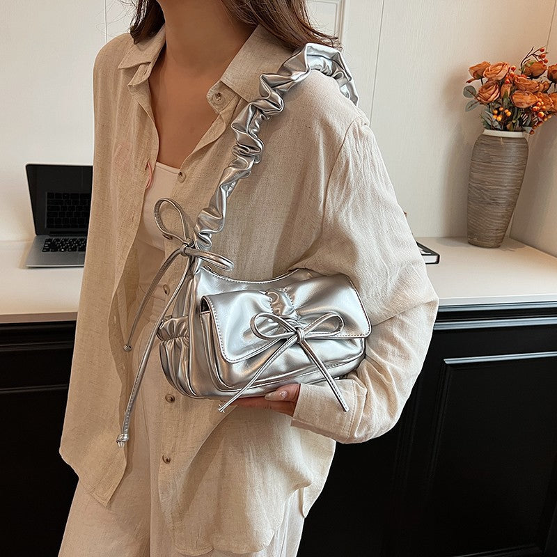 Women's Hot Style Sweet Bow Pleated Portable Shoulder Bags