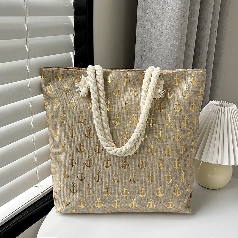 Women's Linen Hot Printed Pattern Large Capacity Shoulder Bags