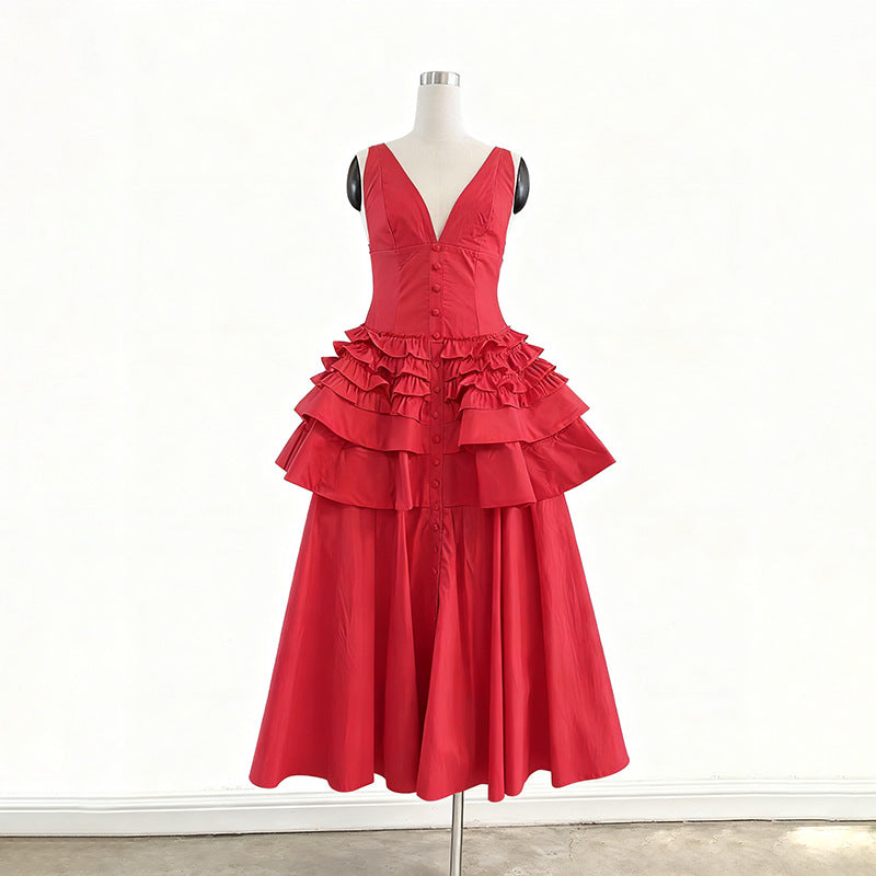 Women's French Vintage Style Halter Cake Dress Dresses