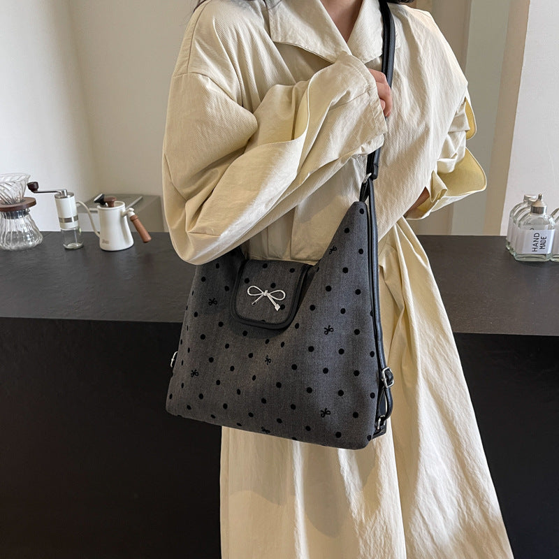 Women's Large Capacity Preppy Style Commuter Polka Tote Bags