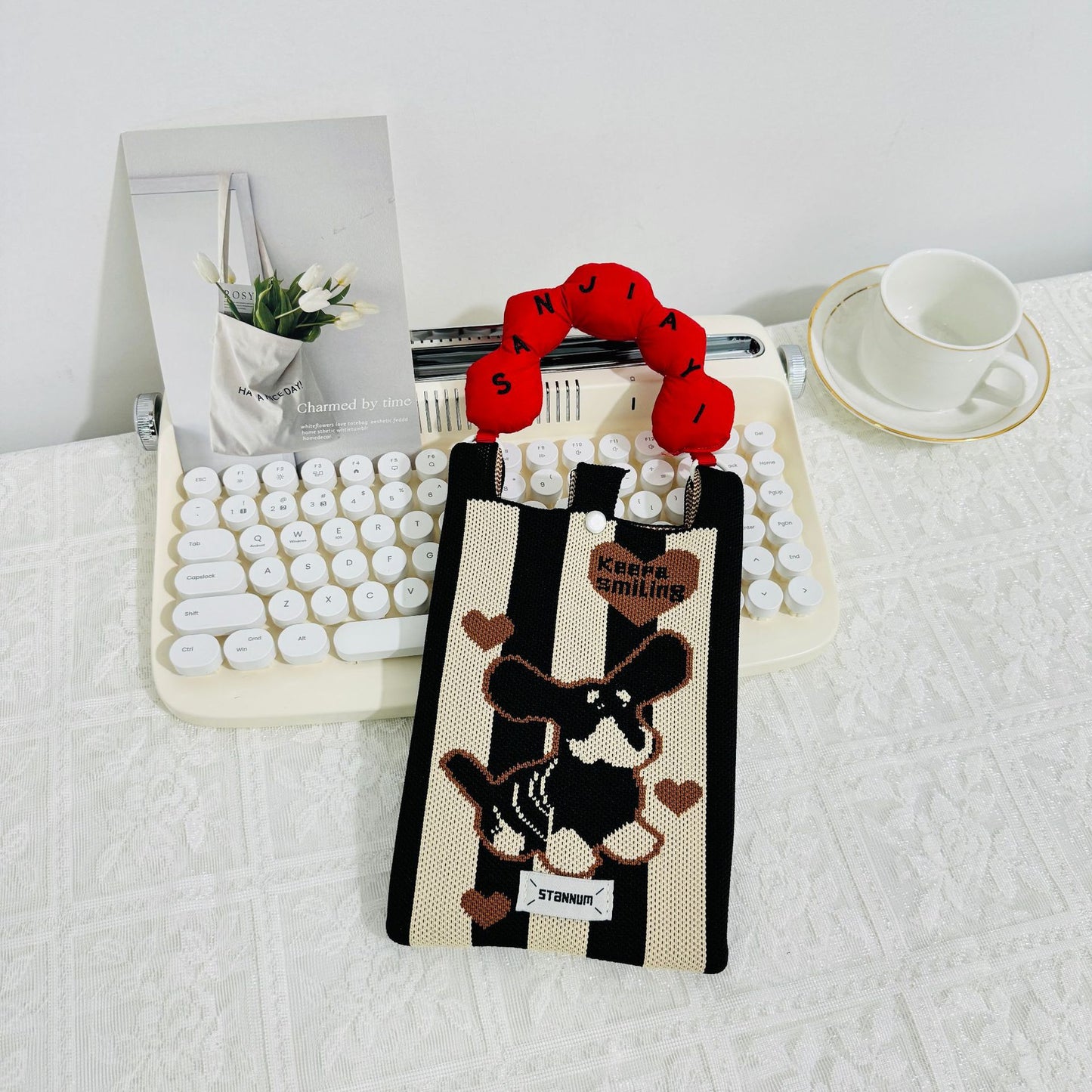 Creative Cute Cartoon Cat Knitted Mini Crossbody Bags
