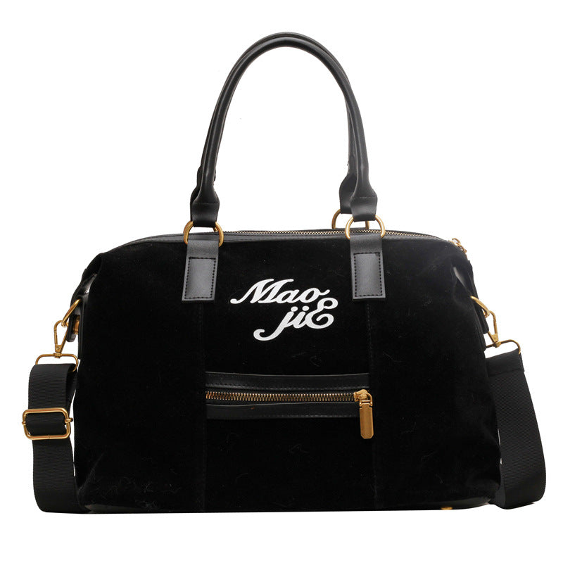 Women's Large Capacity Leather Flannel Trendy Retro Shoulder Bags