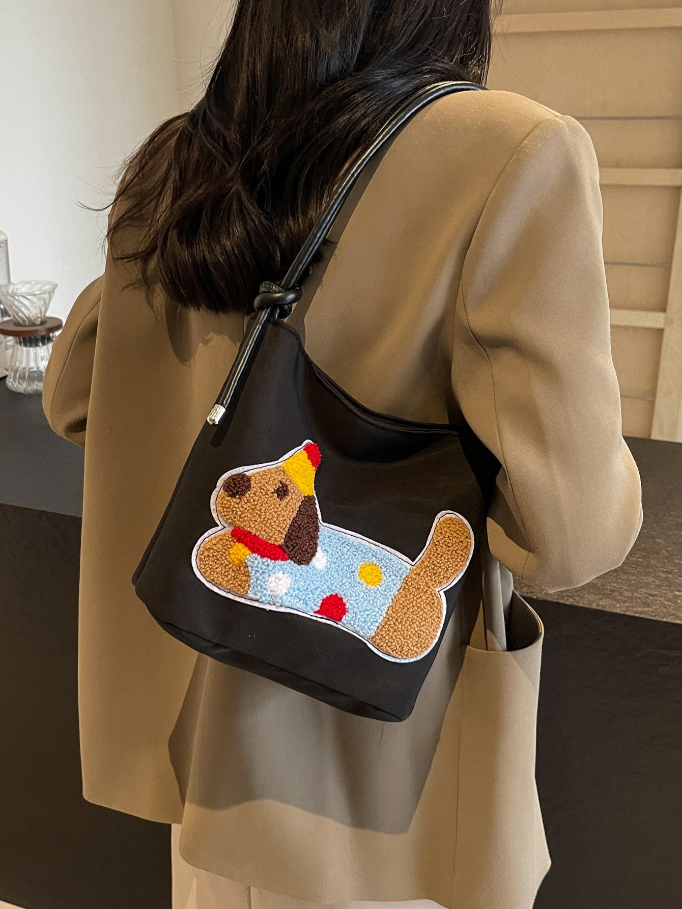Women's Cute Sausage Dog Fashion Nylon Cloth Shoulder Bags
