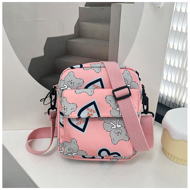 Women's Cute Heart Nylon Mobile Korean Style Crossbody Bags