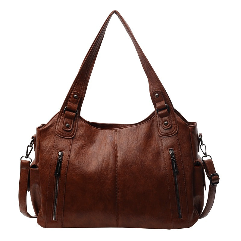 Solid Color Simple Textured Large Capacity Shoulder Bags