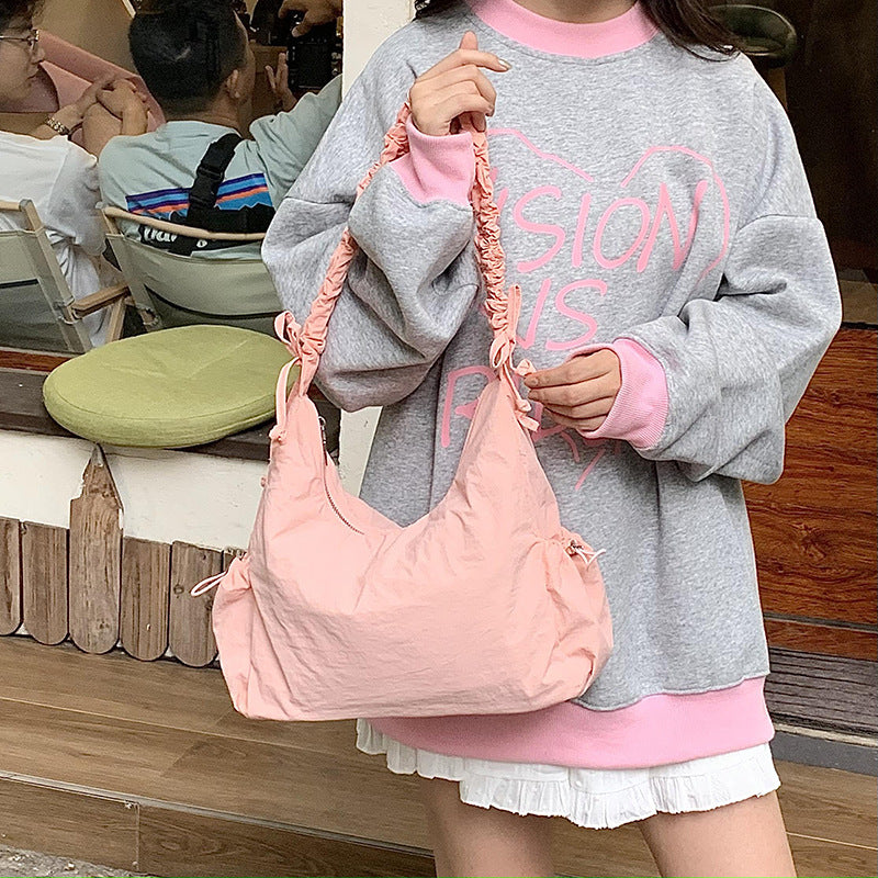 Pleated Cloud Female Summer Drawstring Large Bags
