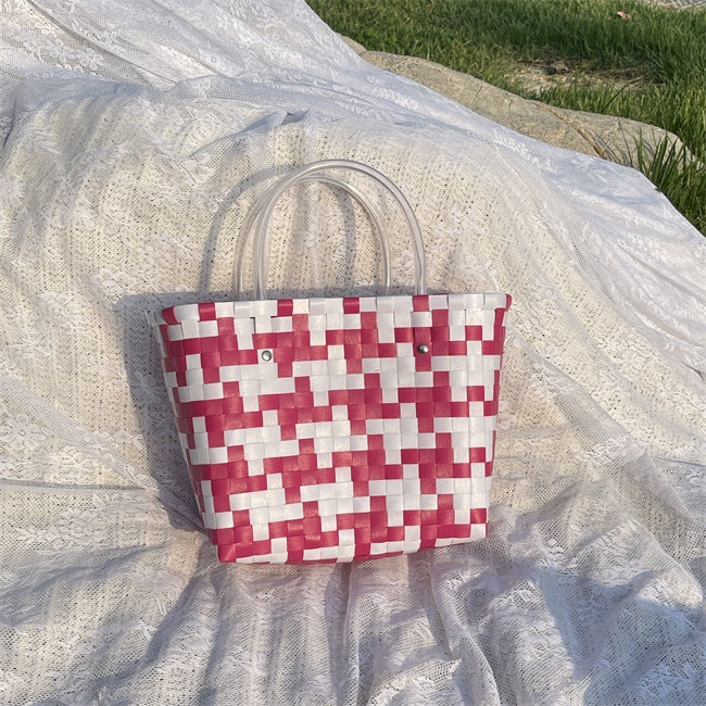 Women's Woven Large Capacity Straw Portable Vegetable Handbags