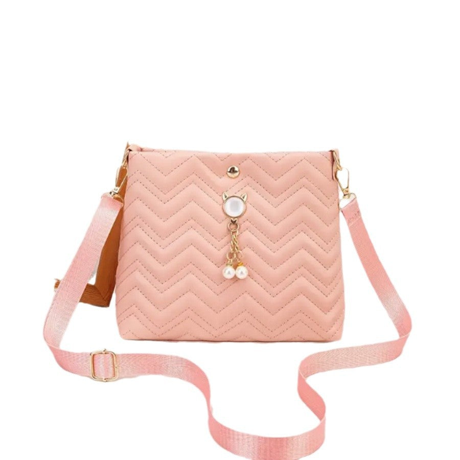Women's Style Fashion Wave Striped Quilted Cat Crossbody Bags