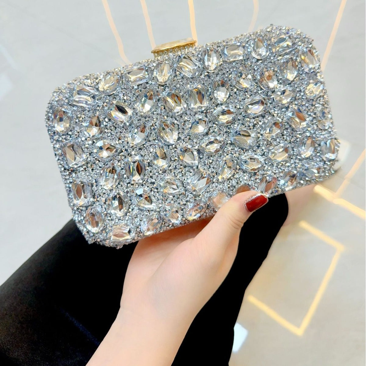 Women's Full Diamond Shiny Clutch Dinner Wedding Evening Bags