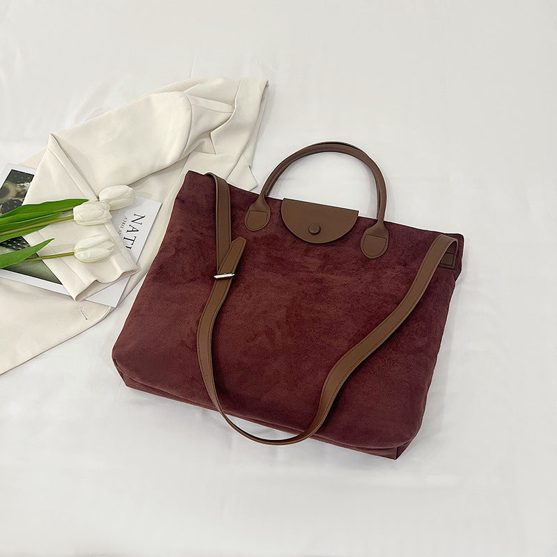 Women's Deerskin Veet Portable Large Capacity Fashionable Bags