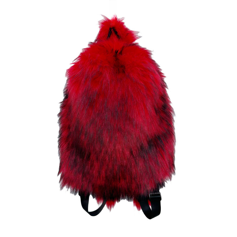 Popular Slouchy Fur Female Versatile Plush Backpacks