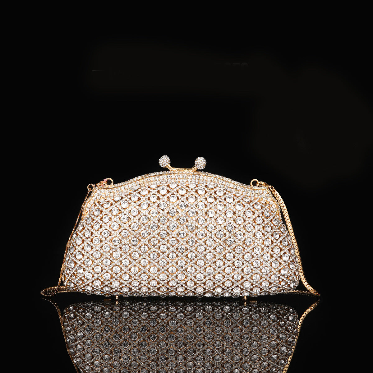 Shiny Champagne Bottle Rhinestone Bow Crystal Chain Evening Bags