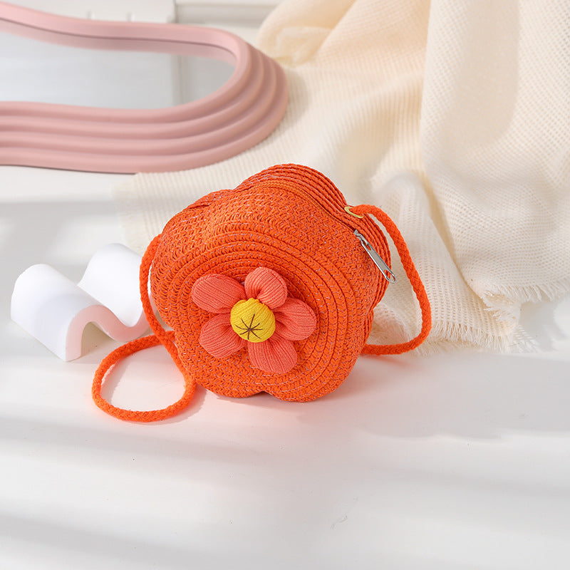 Women's Woven Seaside Flower Beach Summer Mini Children's Coin Purse