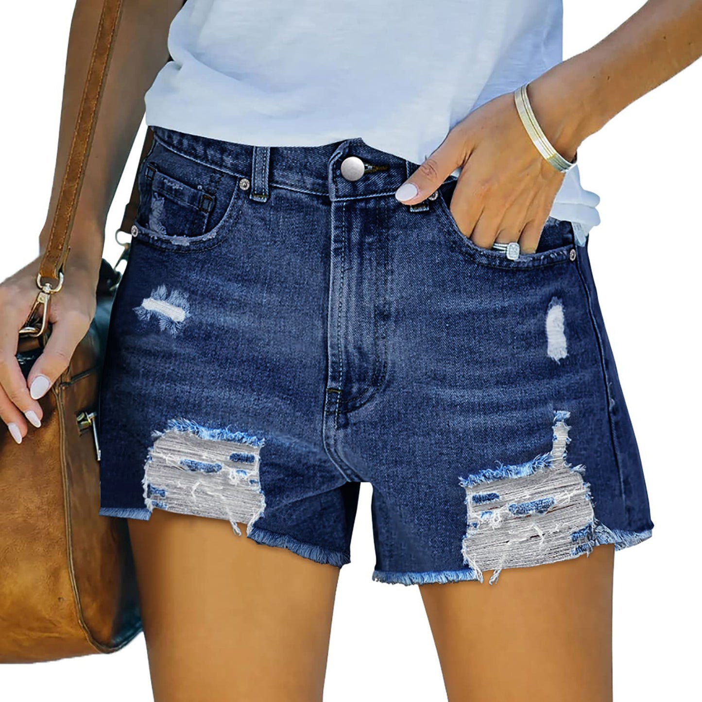 Stylish Women's Ripped Stretch Slim Denim Shorts