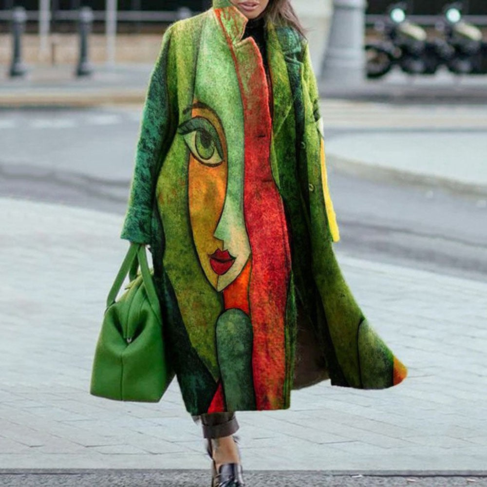 Women's Autumn Long Sleeve Printed Turn-down Collar Clothing