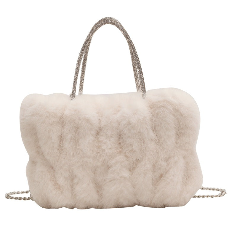 Women's Niche Plush Popular Chain Portable Fur Crossbody Bags