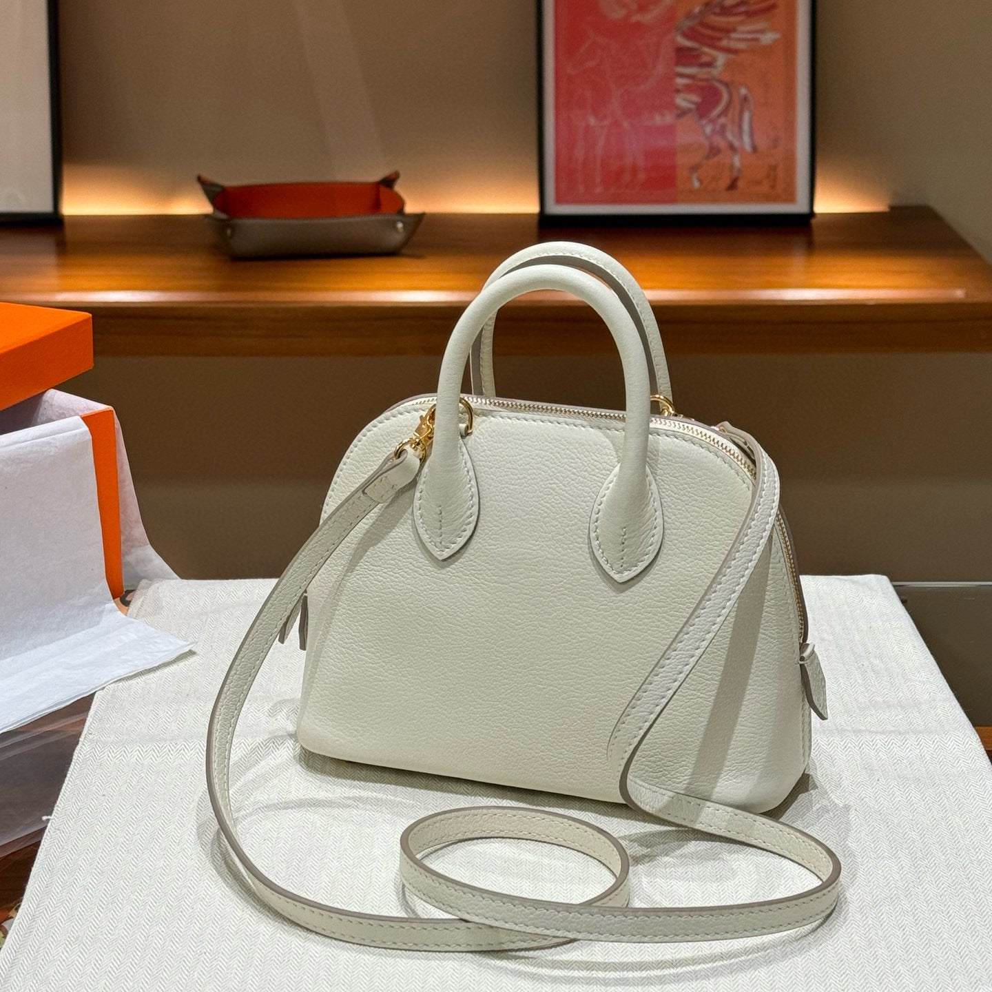 Genuine Leather Goat Pattern Bowling Shell High-grade Crossbody Bags