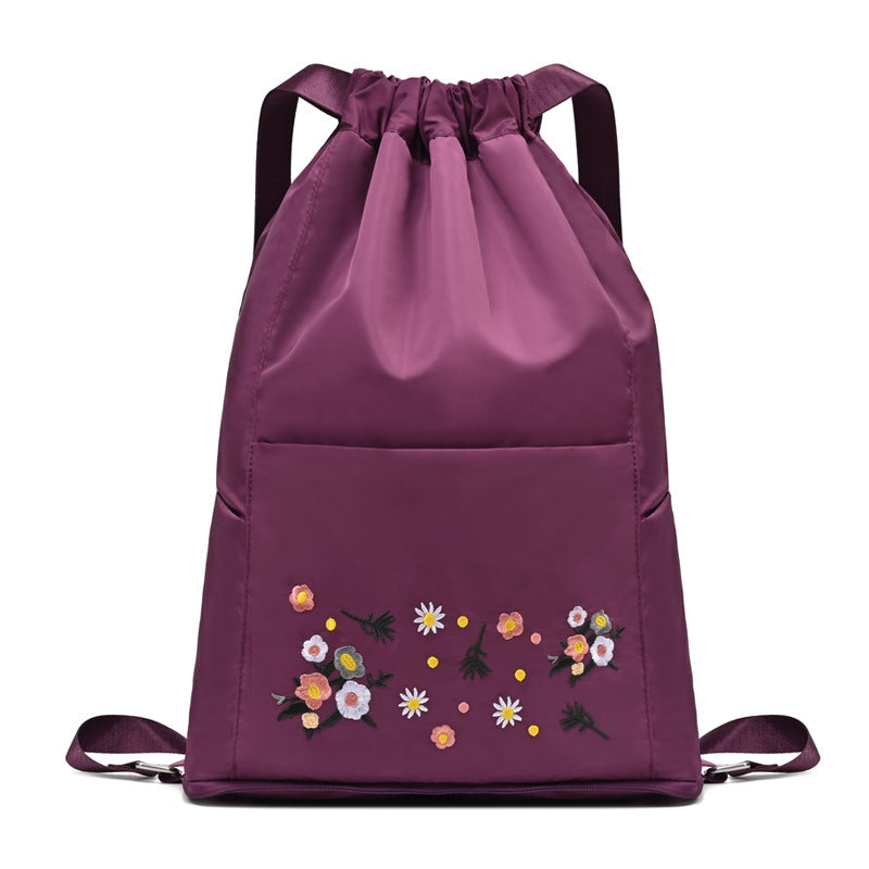 Women's Large Capacity Embroidered Folding Short Distance Dry Wet Separation Backpacks