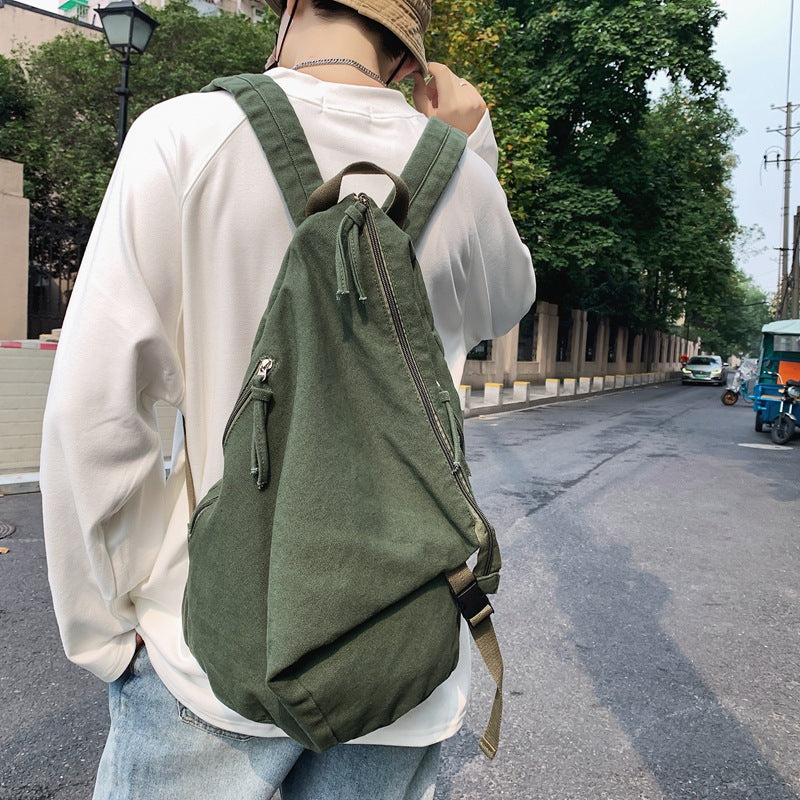 Women's & Men's & Washed Canvas Niche Solid Color Retro Backpacks