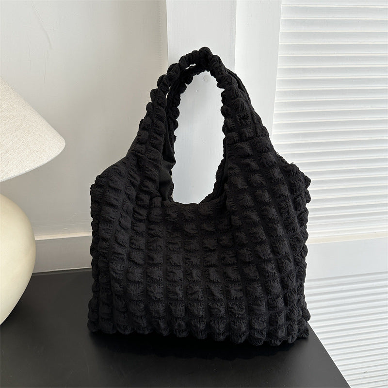 Women's Fashionable Cloud Puff Flower Winter Pleated Tote Bags