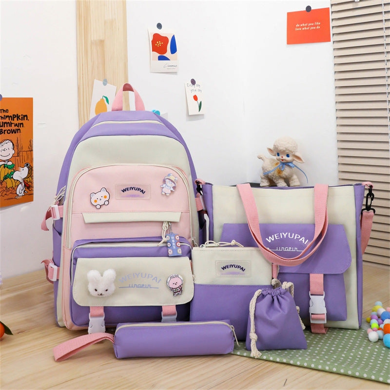Women's Canvas Korean Fashion Letters Junior High Backpacks