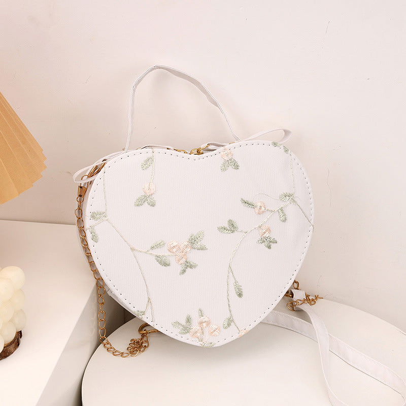 Peach Heart Female Fashion Lady Embroidery Crossbody Bags