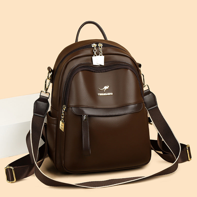 Fashion Mother Soft Leather Large Capacity Backpacks