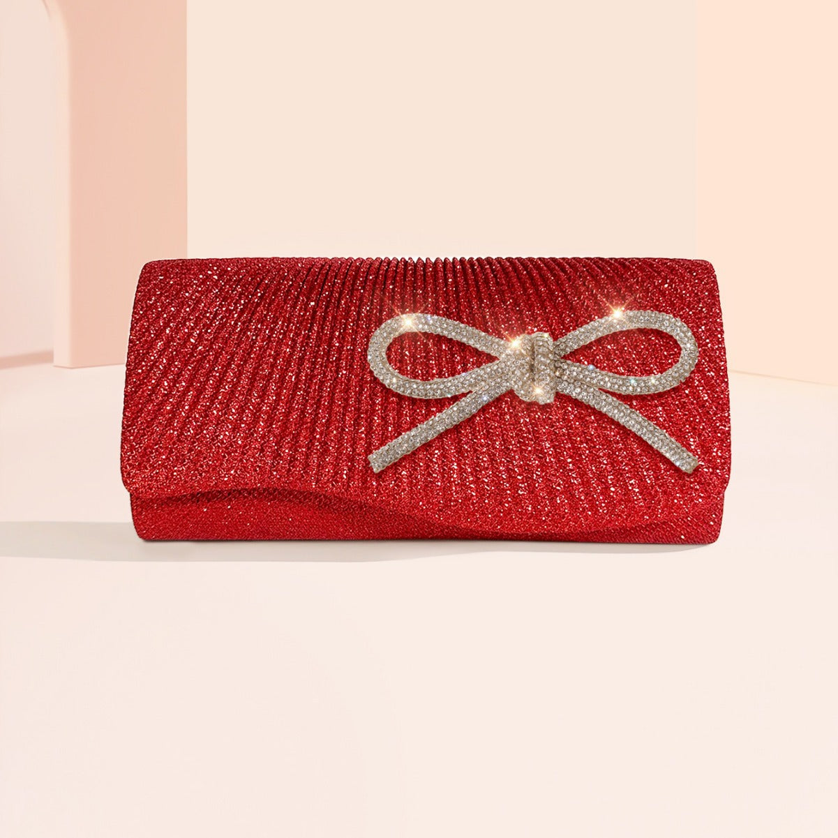 Mini Clutch Rhinestone Strip Bow Shiny Evening Bags