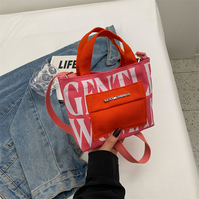 Thailand Hardware Mini Letter Printing Canvas Shoulder Bags
