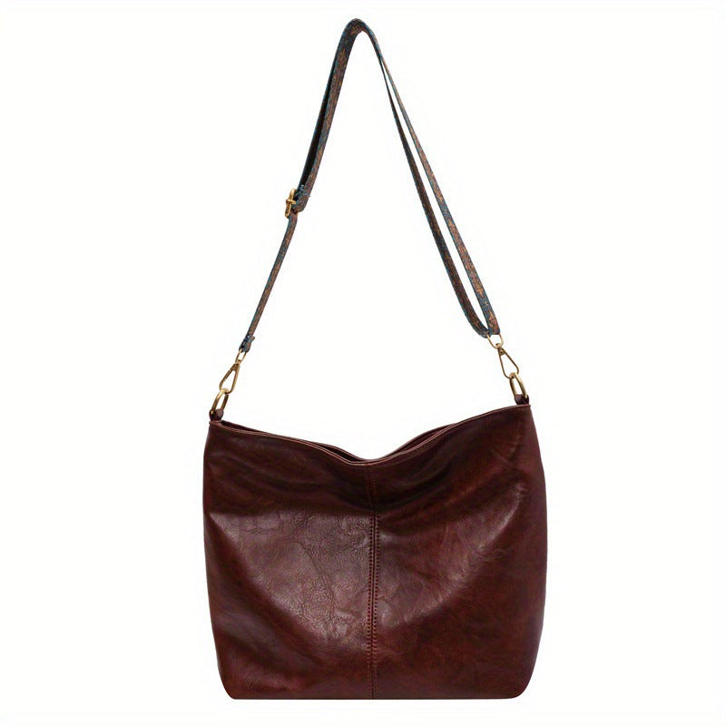 Women's Large Capacity Retro Broadband Advanced Texture Crossbody Bags