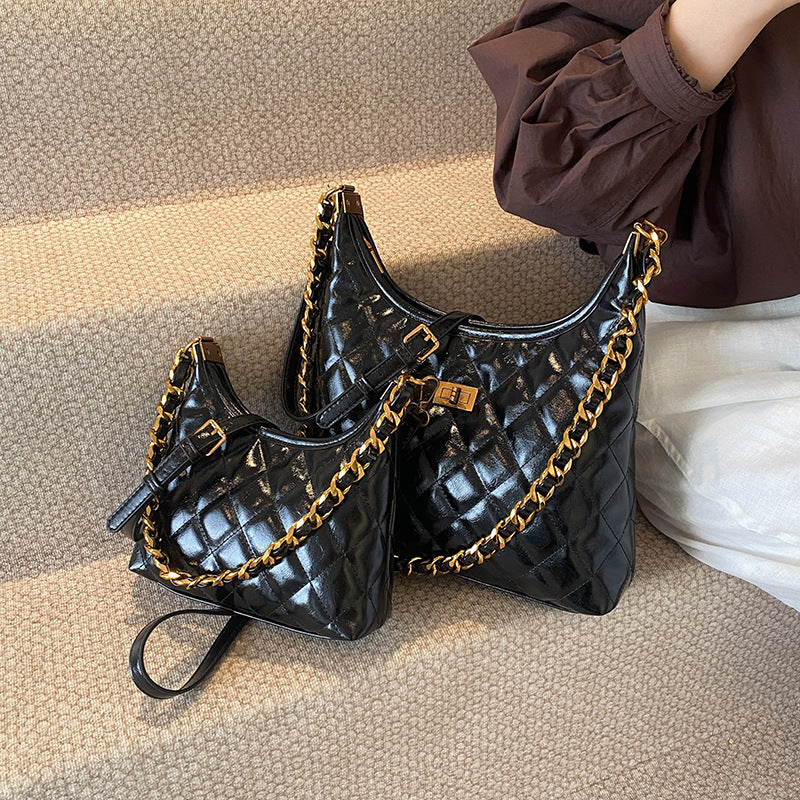 Women's Retro Diamond Style Chain Underarm Tote Bags